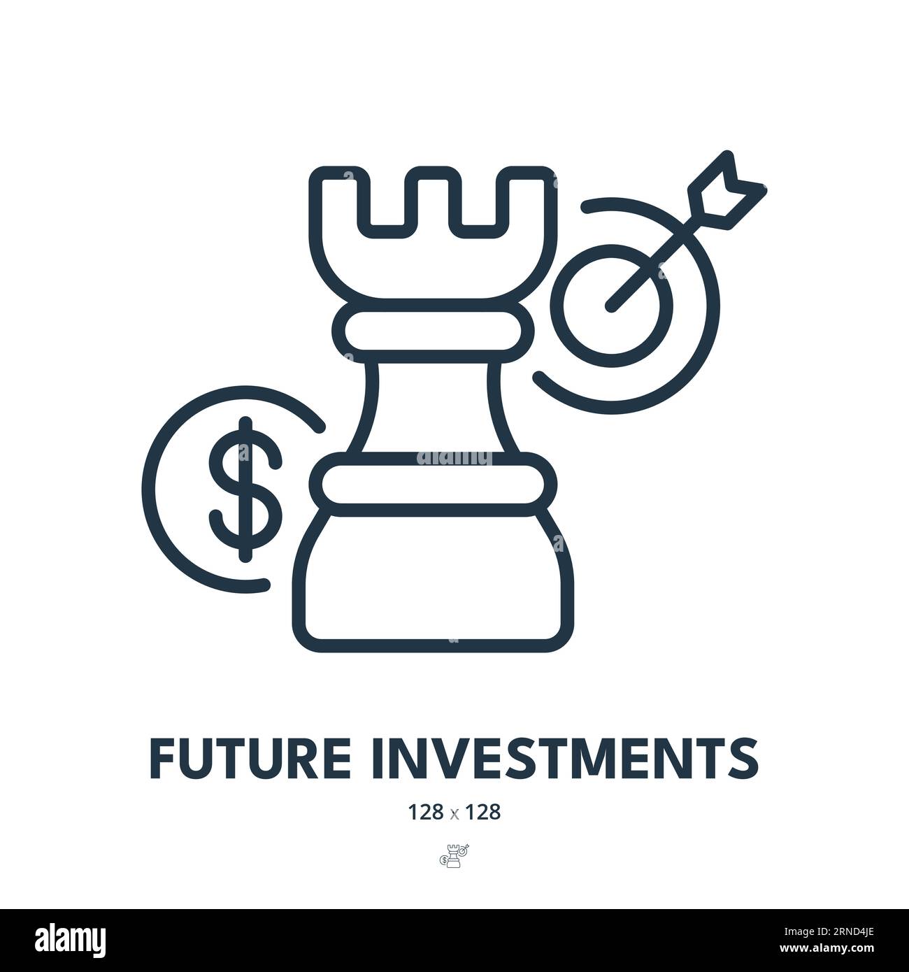 Icône investissements futurs. Investisseur, Fonds, dividendes. Contour modifiable. Icône vecteur simple Illustration de Vecteur