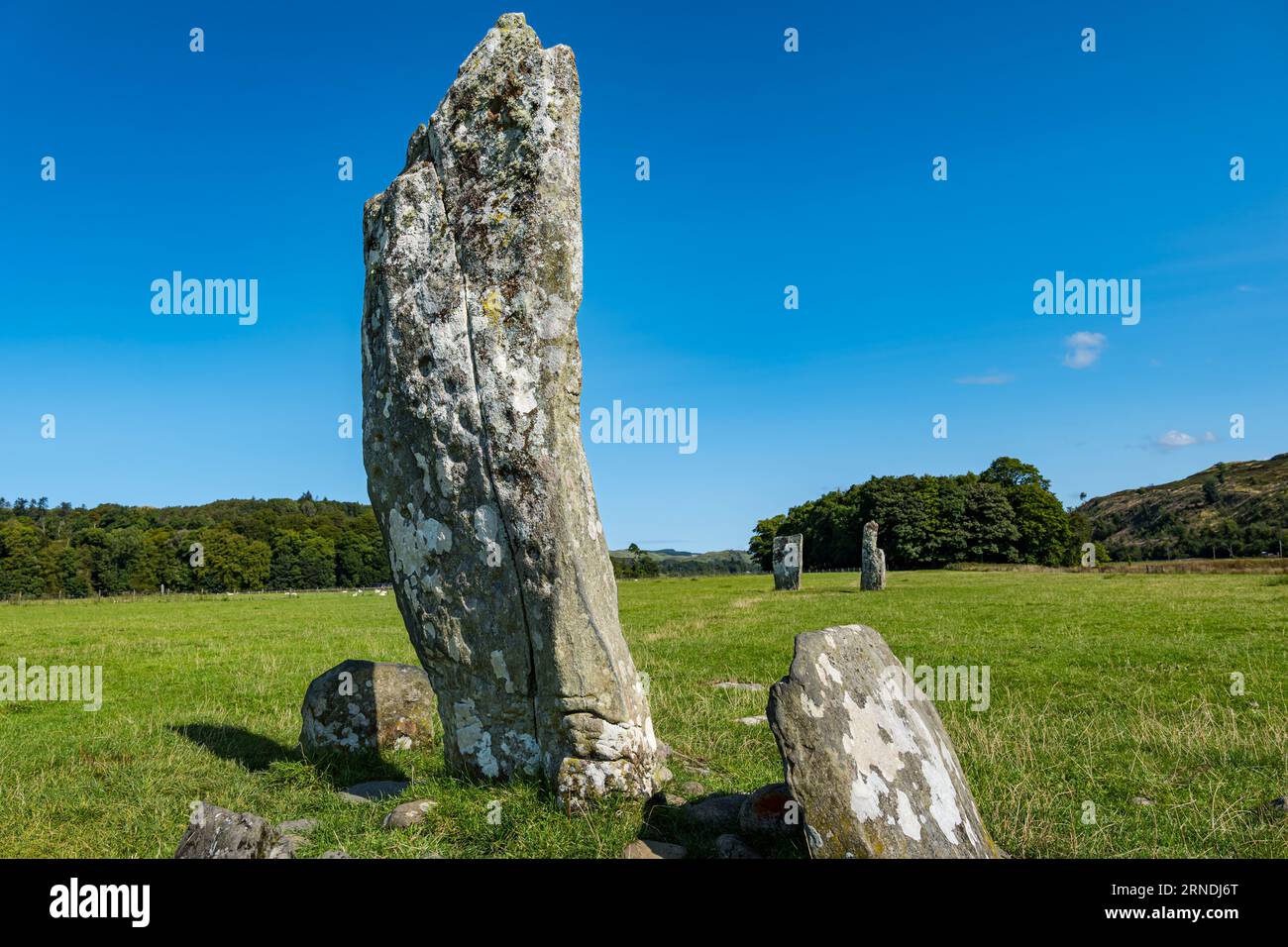 Kilmartin, Argyll, Écosse, Royaume-Uni, 01 septembre 2023, ouverture du musée Kilmartin Aperçu : Kilmartin est une région avec une riche concentration de monuments préhistoriques et de sites historiques des 12 000 dernières années. Sur la photo : Nether Largie Standing Stones. Crédit : Sally Anderson/Alamy Live News Banque D'Images