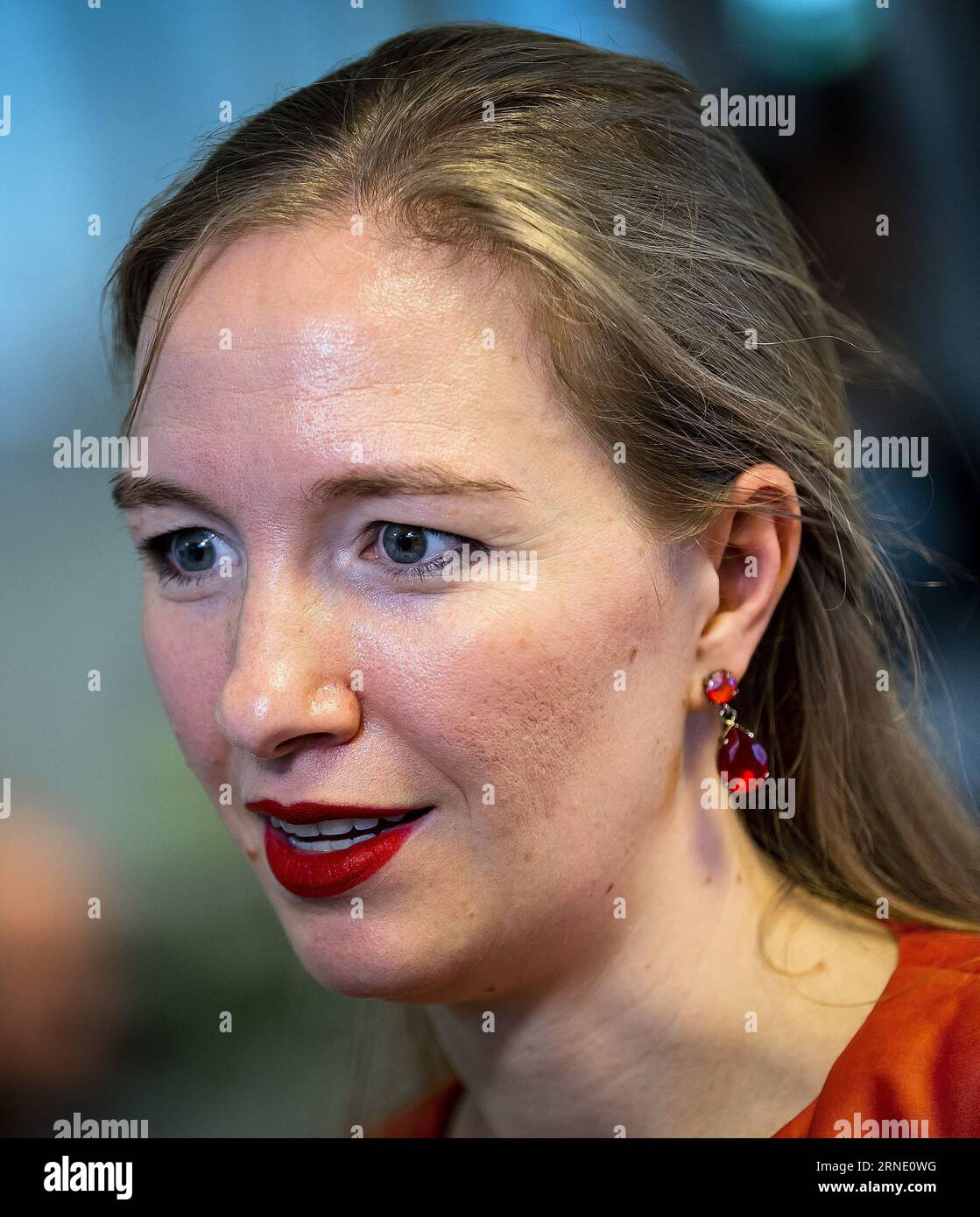 COLMSCHATE - Nicki Pouw-Verweij s'adresse à la presse après sa présentation en tant que candidate au BoerBurgerBeweging (BBB). ANP REMKO DE WAAL netherlands Out - belgique Out Banque D'Images