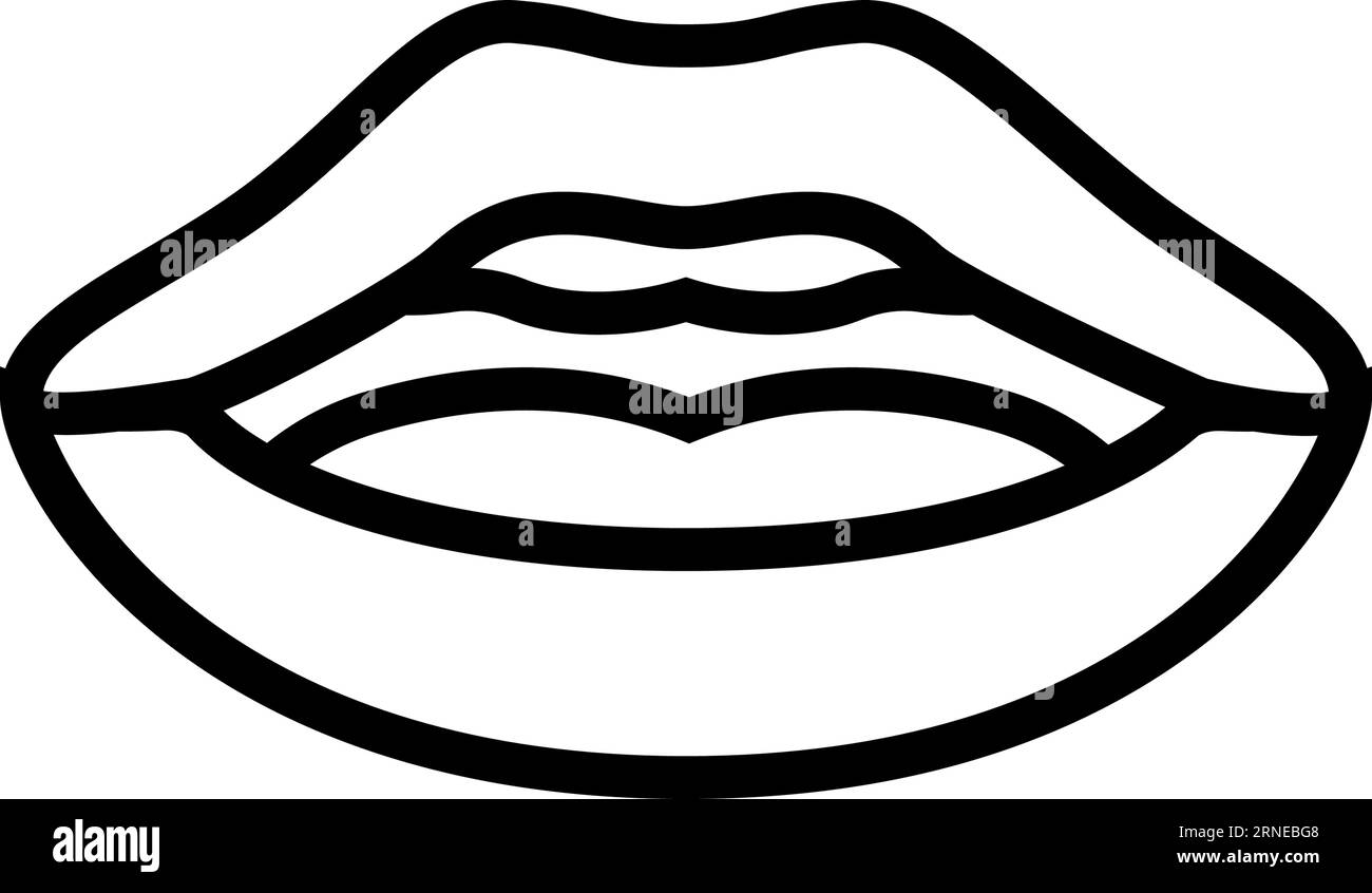 q w illustration vectorielle d'icône de ligne animée de bouche de lettre Illustration de Vecteur