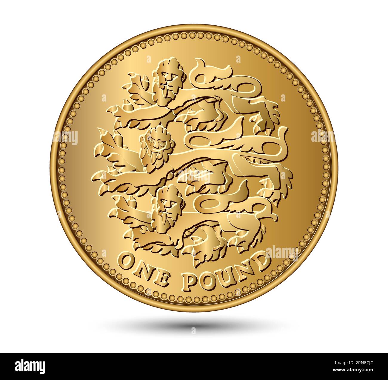Pièce britannique d'une livre avec trois lions. Illustration vectorielle. Illustration de Vecteur