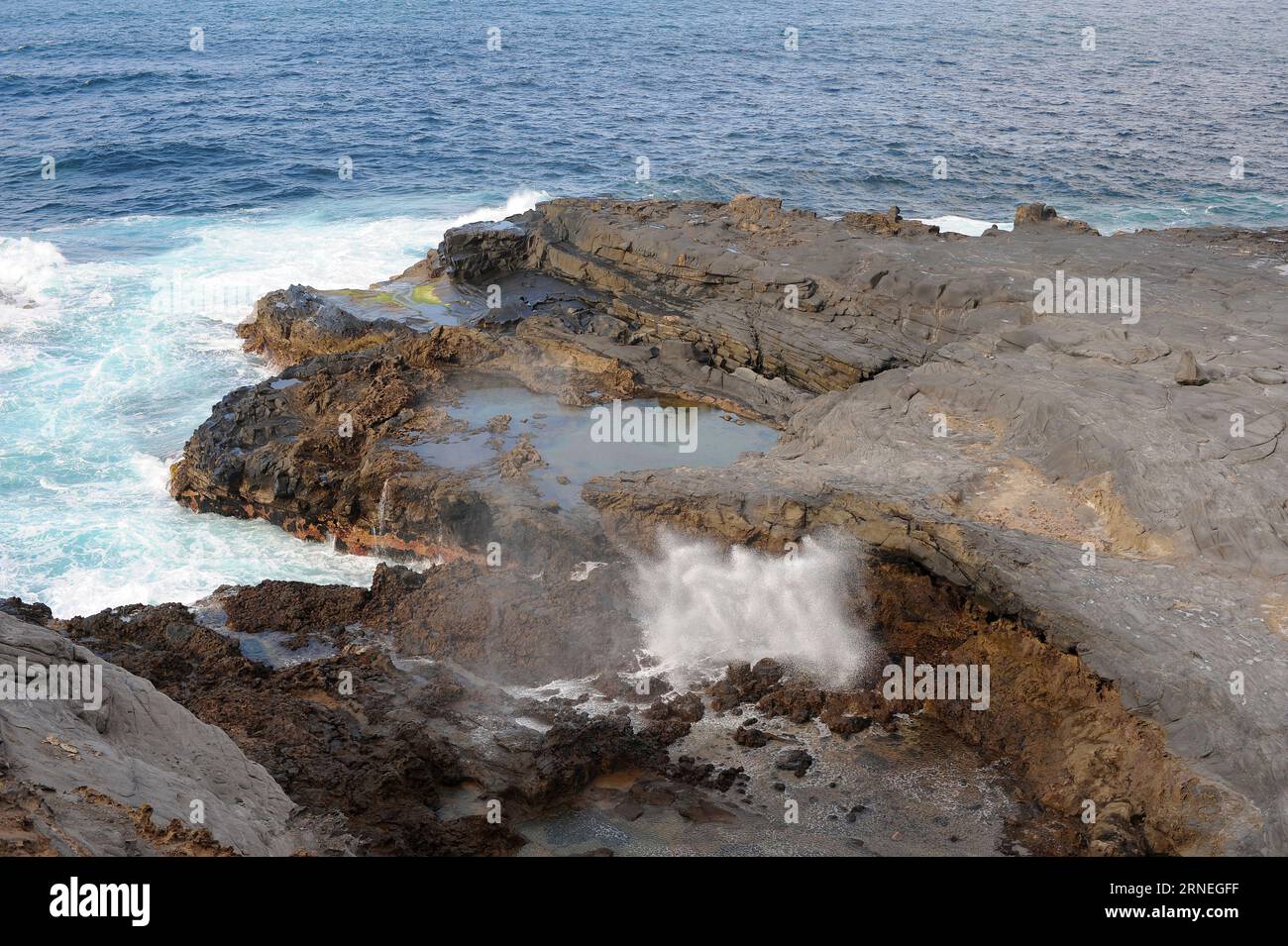 Blowhole à Bañaderos (Arucas). Blowhole est similaire à un geyser et est lié à la présence de grottes marines. Gran Canaria, Las Palmas, Îles Canaries, Banque D'Images