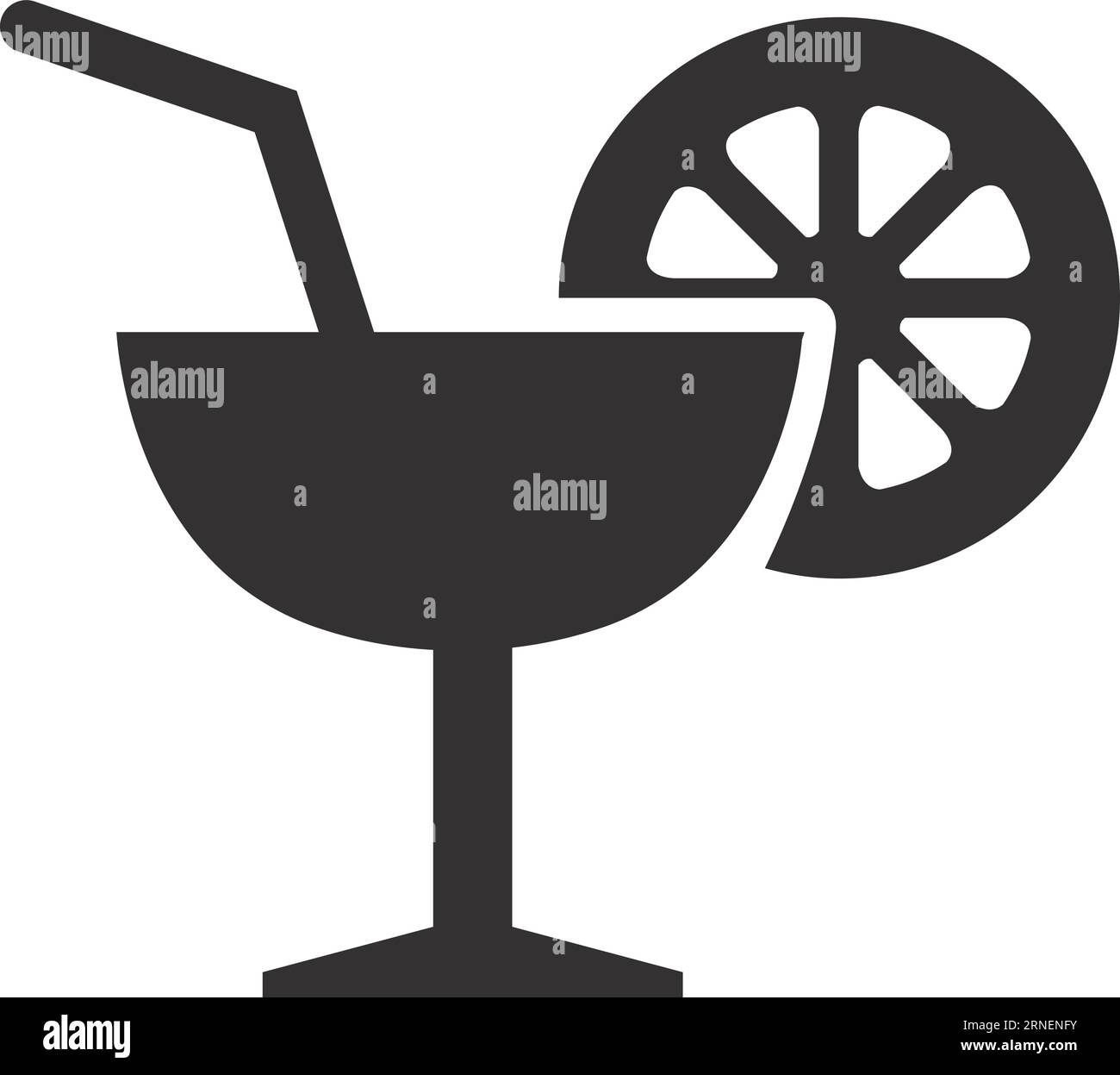 Icône cocktail. Boisson d'été noire symbole noir Illustration de Vecteur