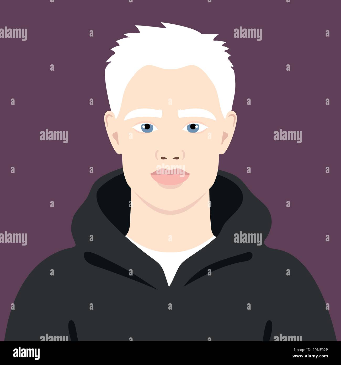 Portrait d'homme albinos. Avatar d'un jeune homme atteint d'albinisme. Aspect génétique rare. Illustration vectorielle Illustration de Vecteur