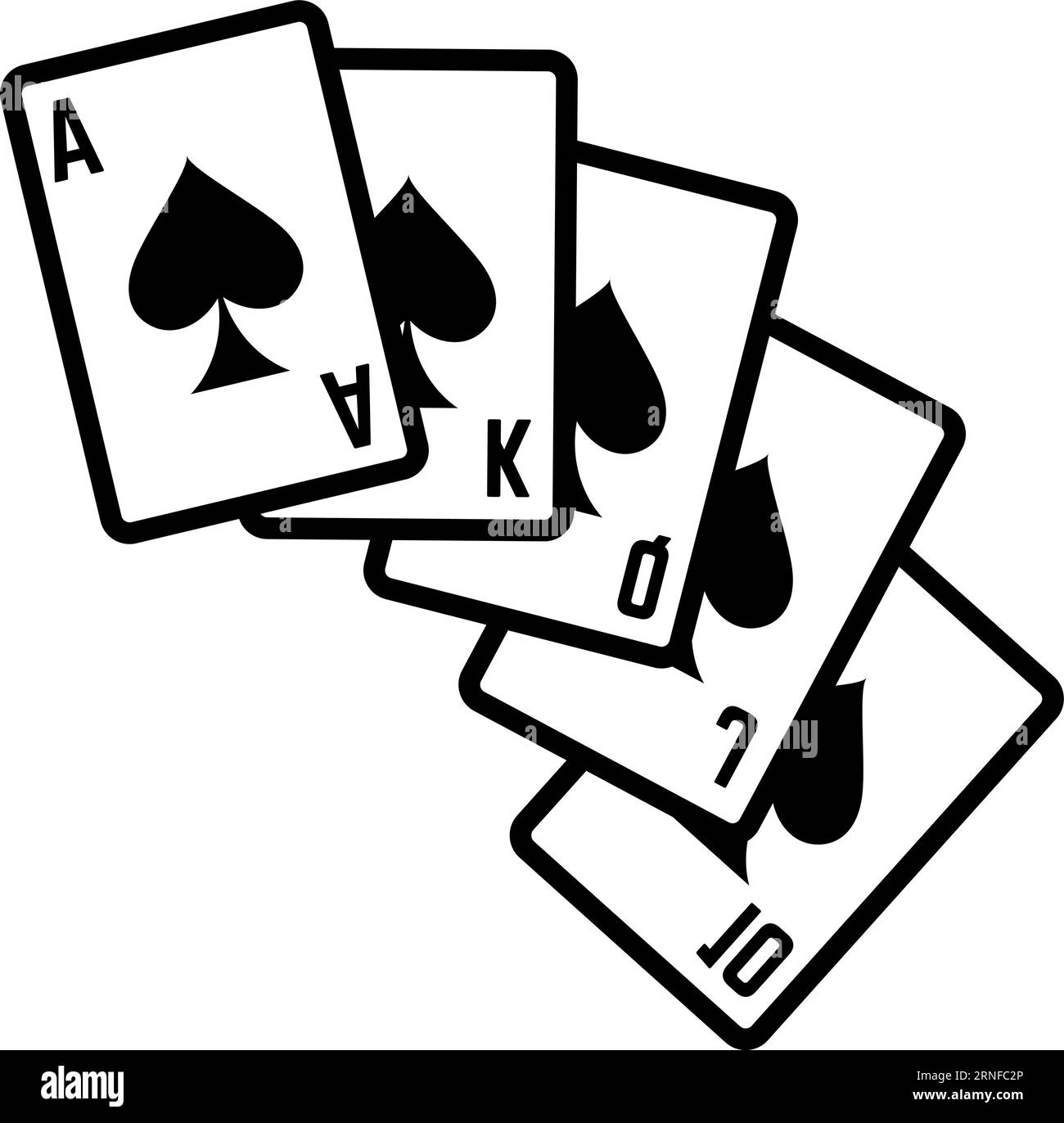 Icône noire de main de poker. Cartes flush royales Illustration de Vecteur