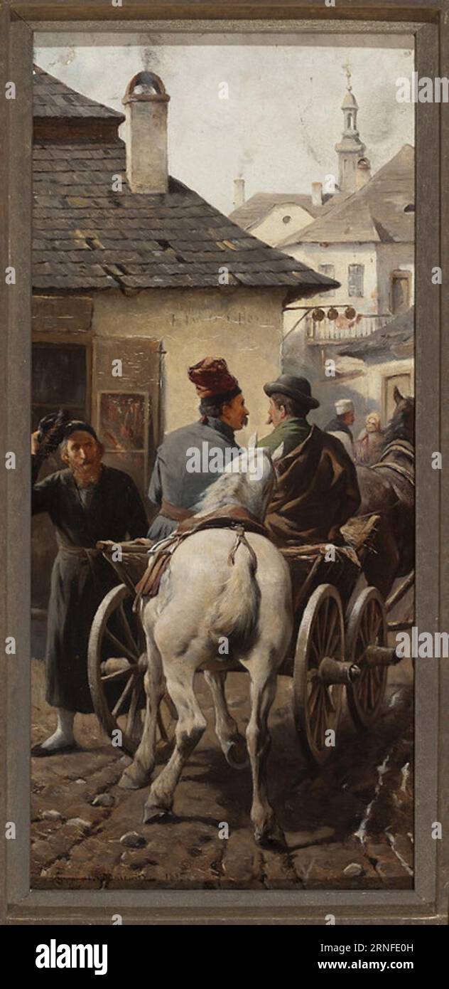 À la ville 1885 par Zygmunt Ajdukiewicz Banque D'Images