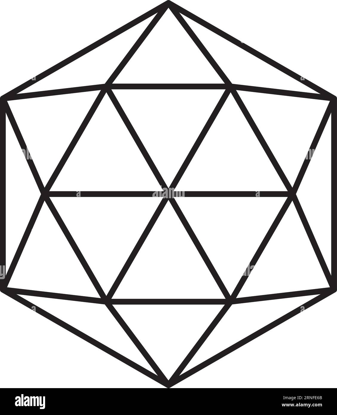 Icône en forme de cristal de ligne noire. Structure polygonale géométrique Illustration de Vecteur