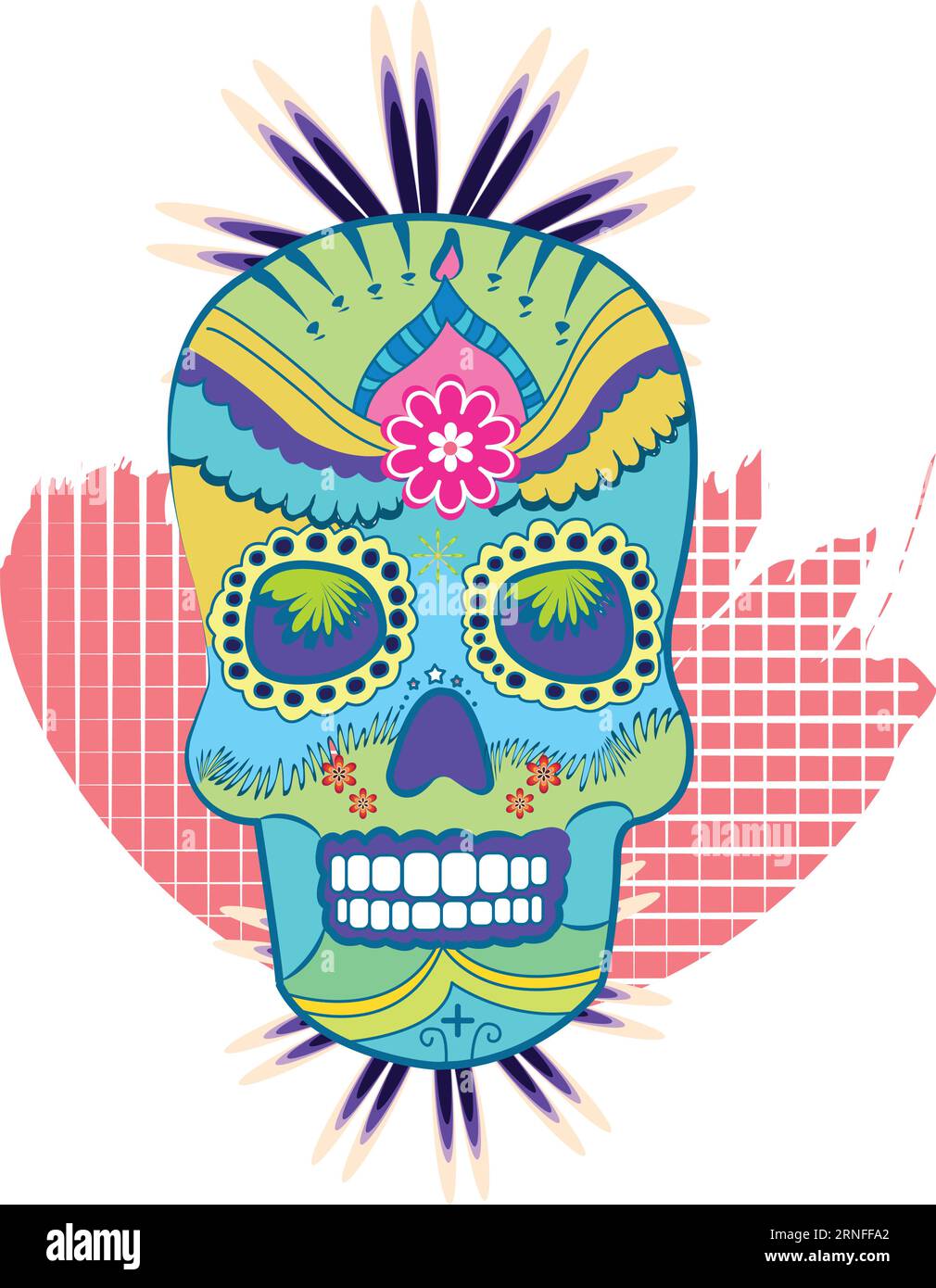 Crâne mexicain décoré Dia de muertos Vector Illustration de Vecteur