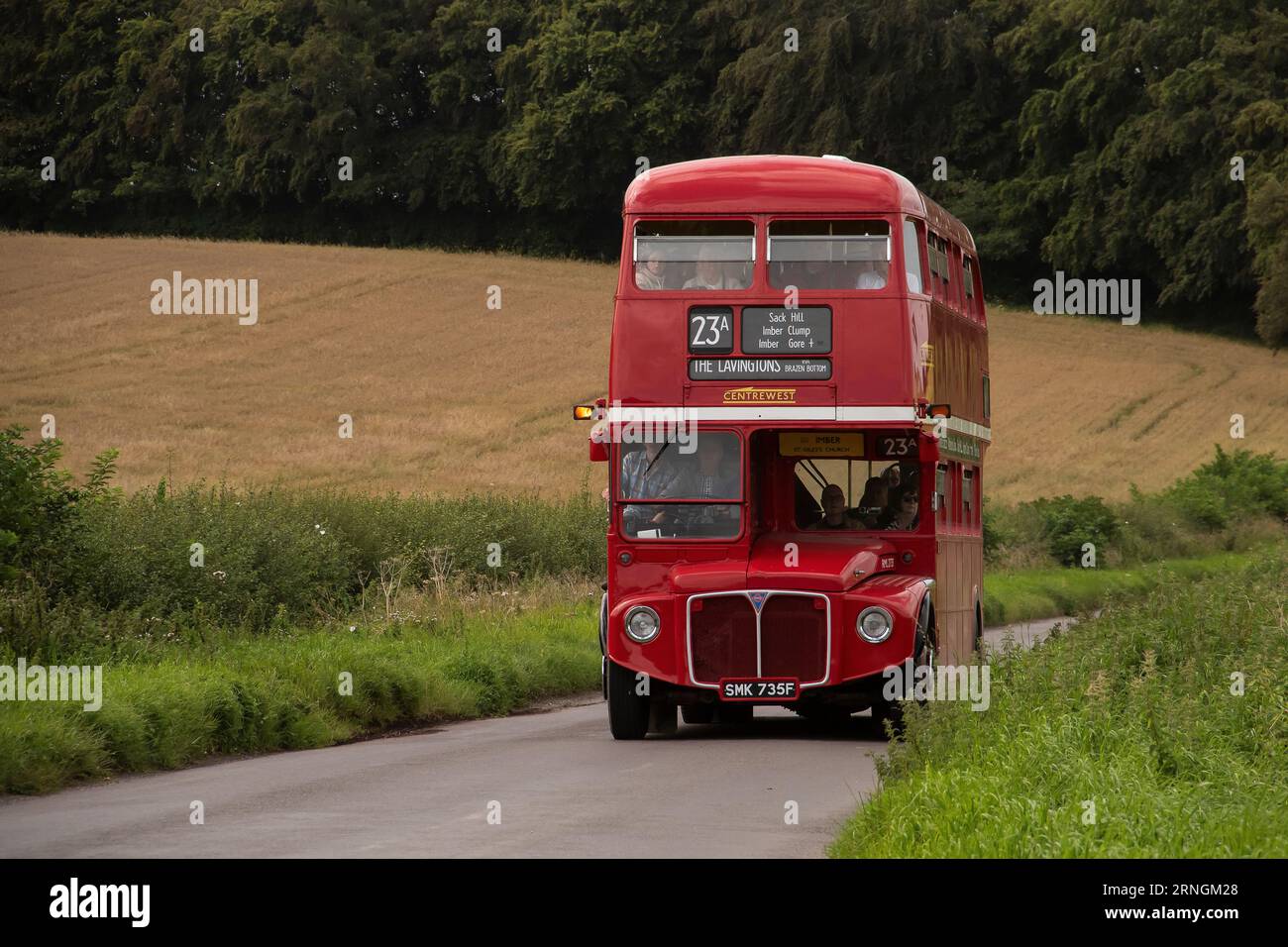 Imberbus 2023, service de bus classique le 19 août à Imber village et d'autres endroits sur la plaine de Salisbury Wiltshire Royaume-Uni Banque D'Images