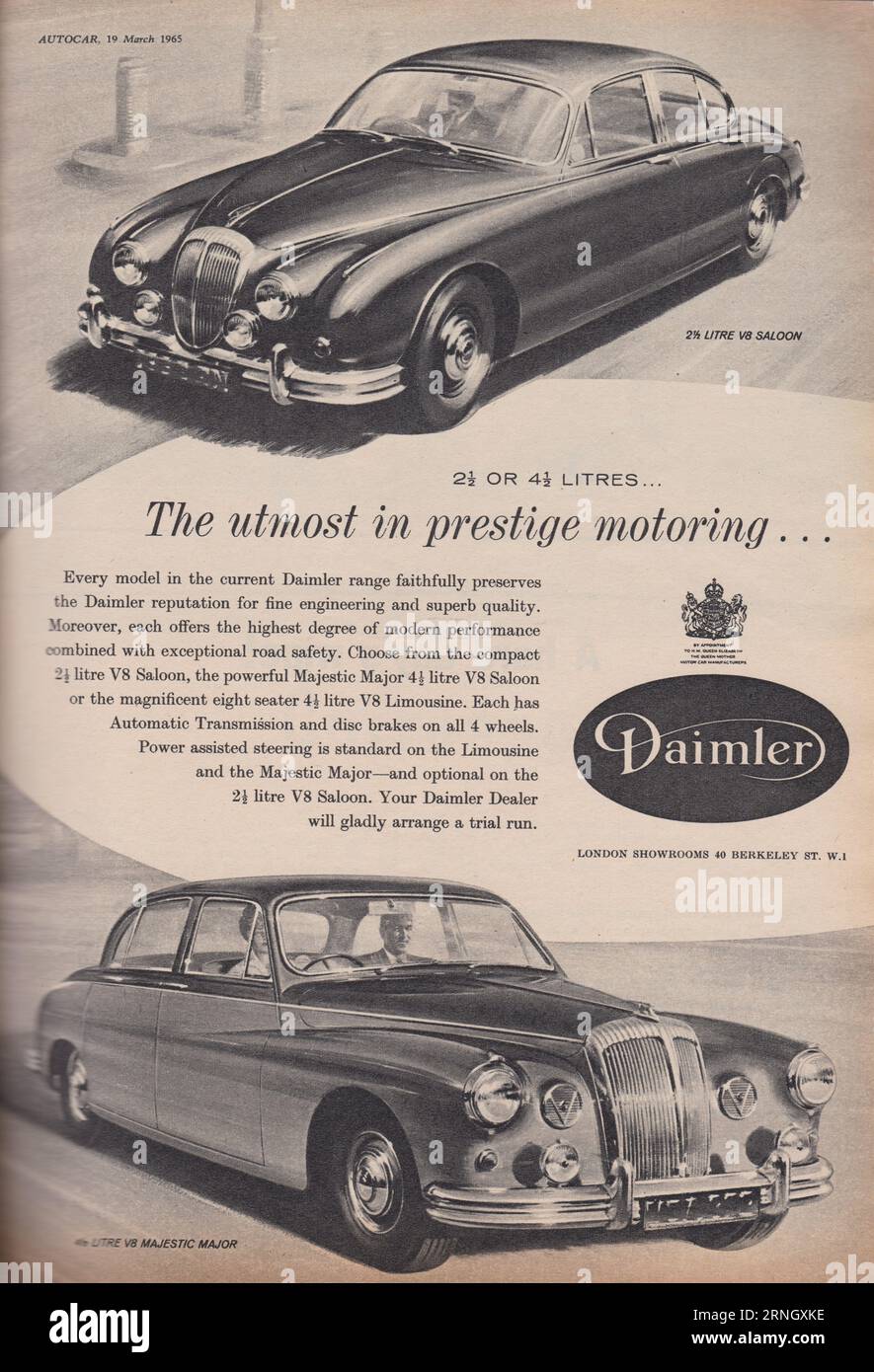 Publicité vintage Daimler. Banque D'Images