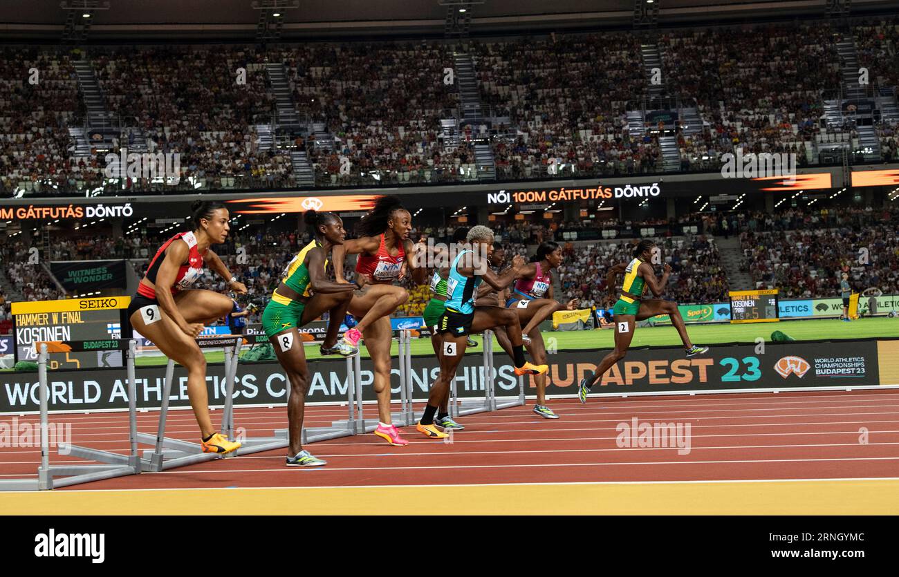 Finale du 100m femmes haies le jour 6 des Championnats du monde d'athlétisme Budapest le 24 août 2023. Photo de Gary Mitchell Banque D'Images