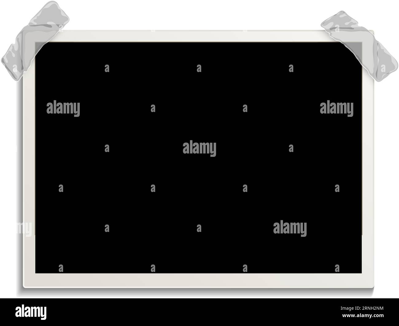 Carte photo vierge attachée avec du ruban adhésif. Maquette de cadre Illustration de Vecteur