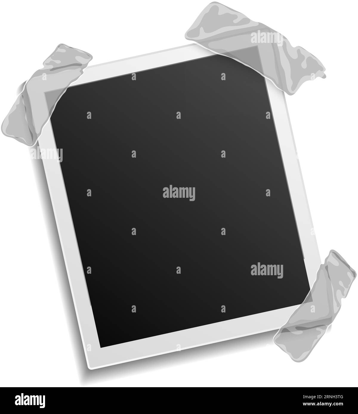 Maquette de carte photo. Cadre vide avec ruban transparent Illustration de Vecteur