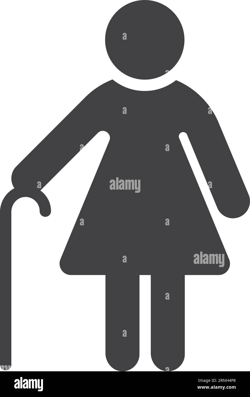Symbole de vieille femme. Icône noire senior féminine Illustration de Vecteur