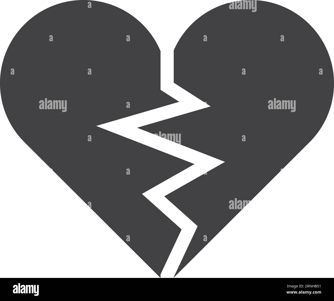 Icône noire cœur brisé. Symbole de divorce ou de rupture Illustration de Vecteur
