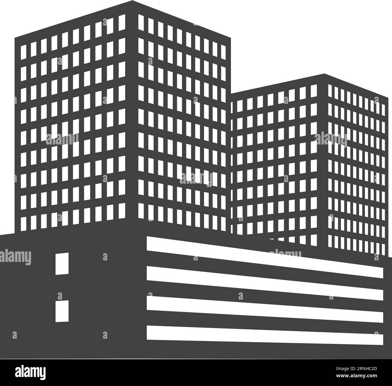 Icône immeuble de bureaux. Logo noir du centre-ville Illustration de Vecteur