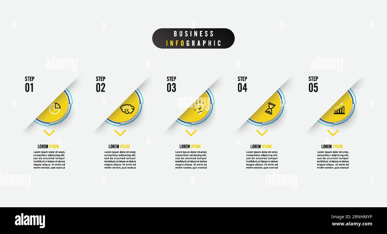 Elément d'infographie d'entreprise avec 5 options, étapes, conception de modèle de vecteur de nombre Illustration de Vecteur