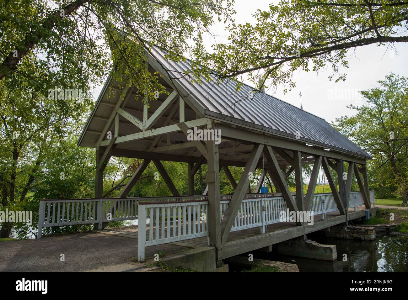 Pont # 35-25-J Homestead Covered Bridge au Metro Park à Hilliard, Ohio. Banque D'Images