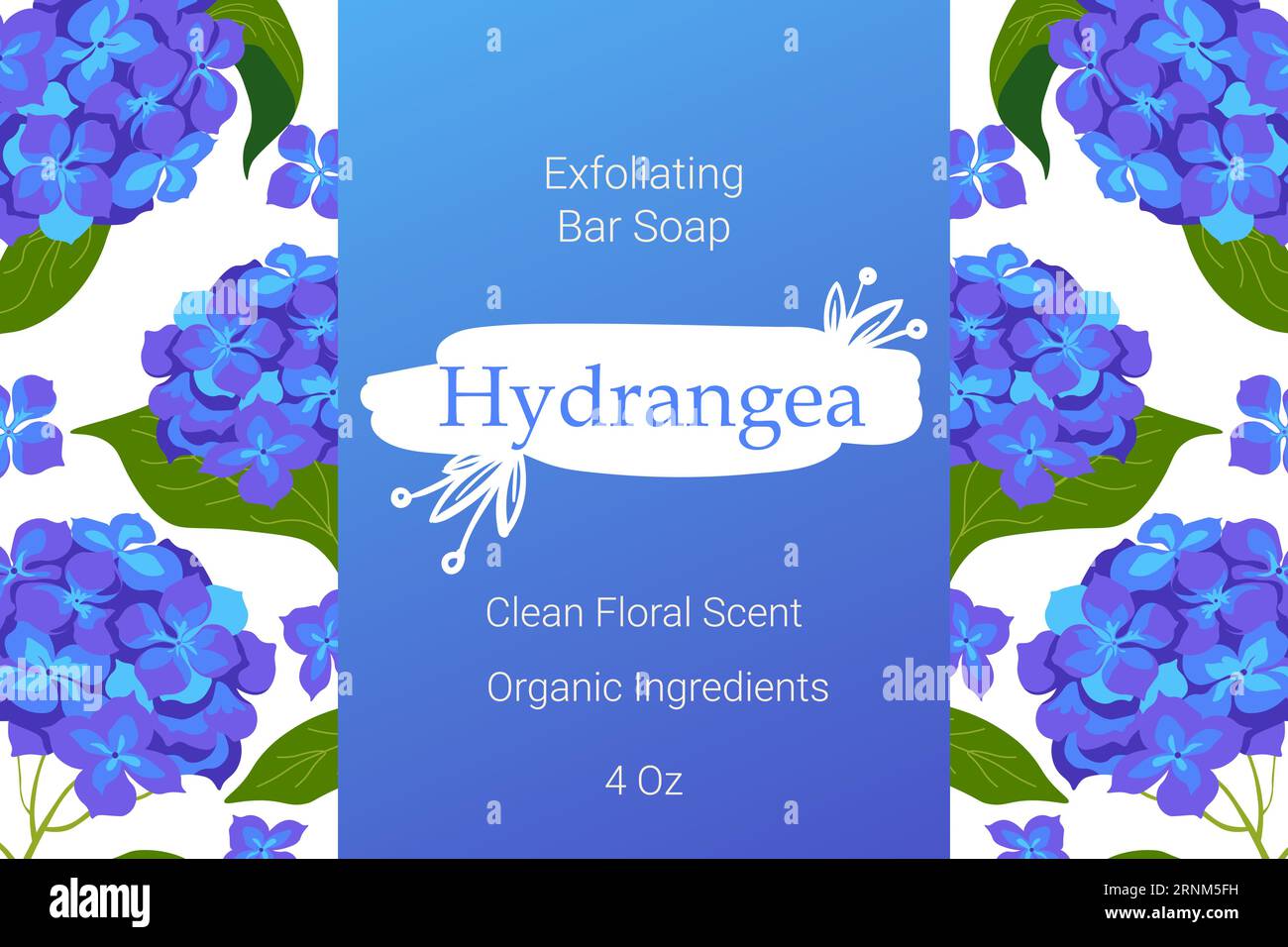 Banderoles en forme de savon exfoliant Hydrangea Illustration de Vecteur