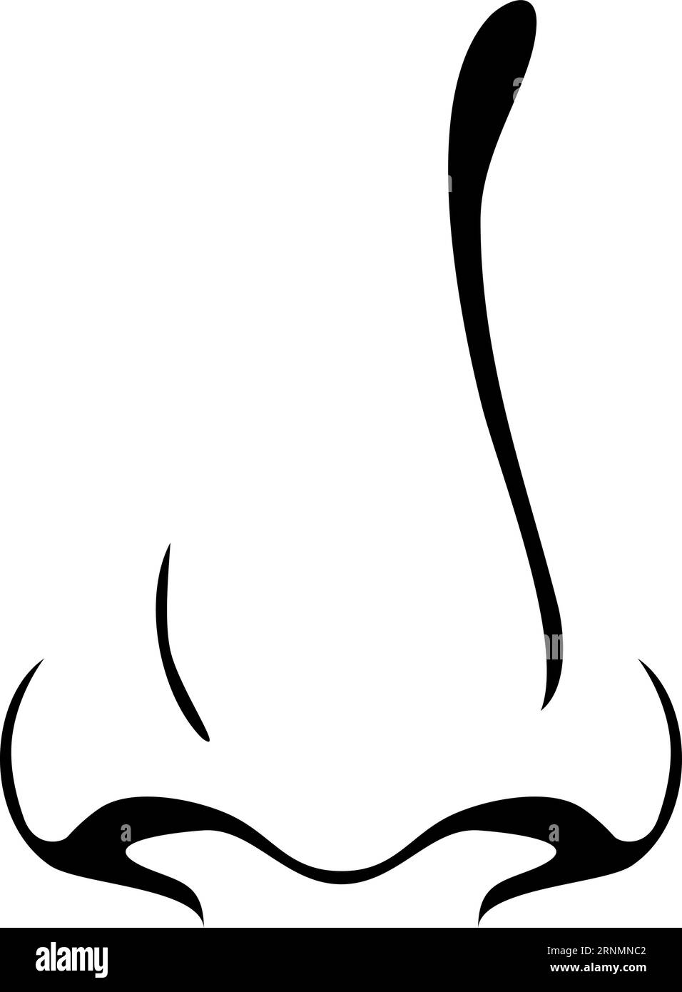 Dessin du nez. Elément facial noir dessiné à la main Illustration de Vecteur