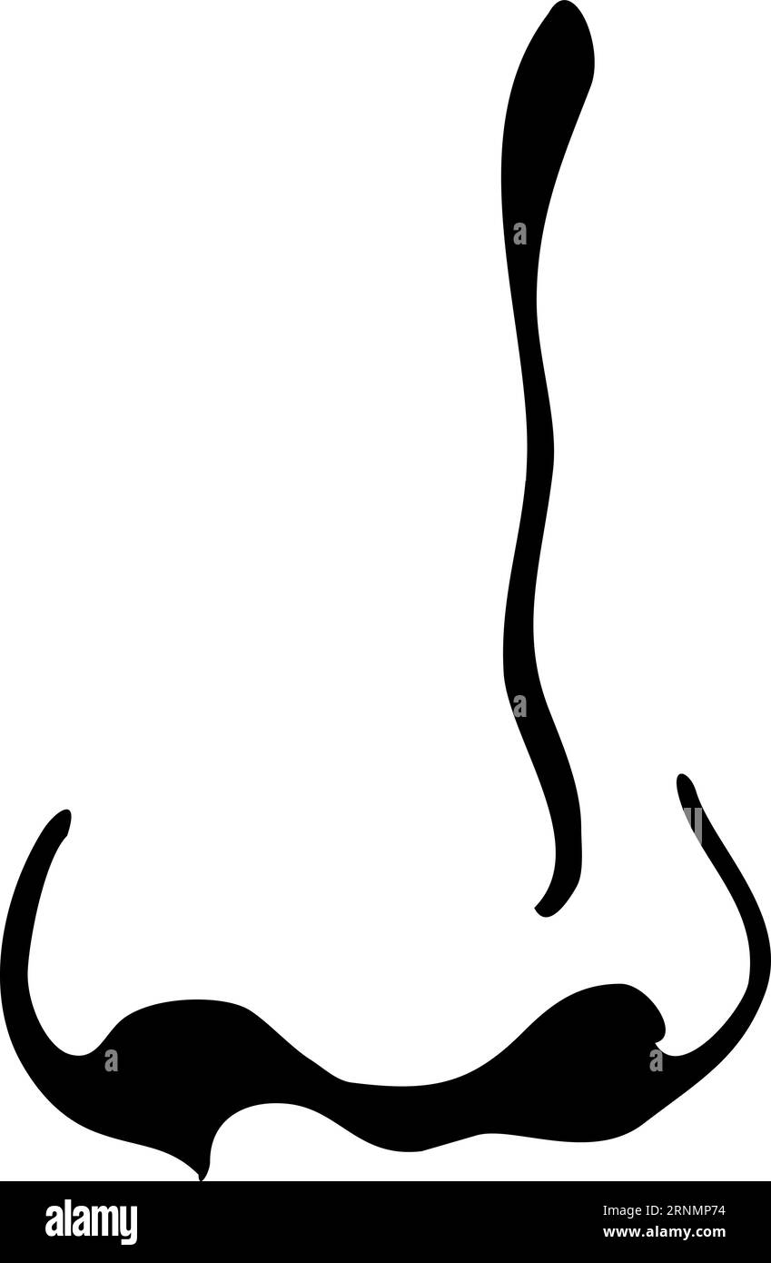 Nez tiré à la main. Elément frontal à encre noire Illustration de Vecteur