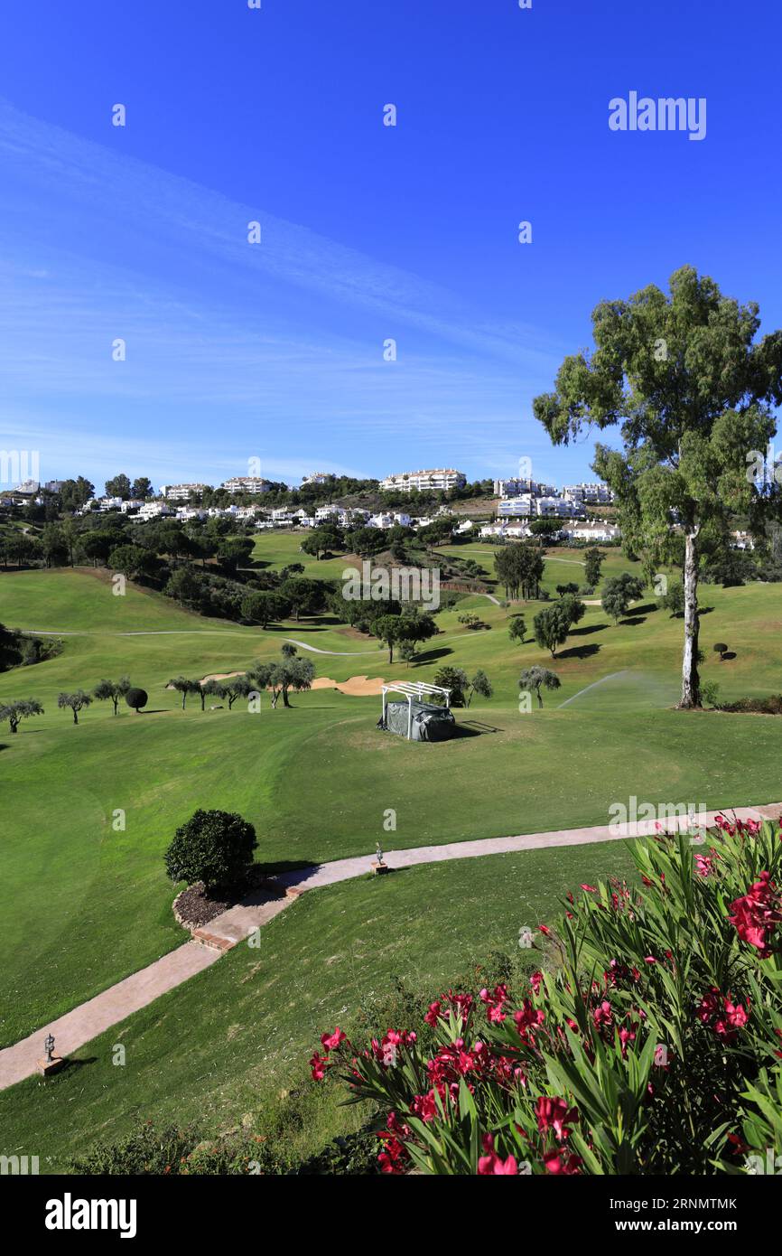 Vue sur la Cala golf Resort, Mirador del Golf, la Cala de Mijas, Málaga, Andalousie, Espagne Banque D'Images