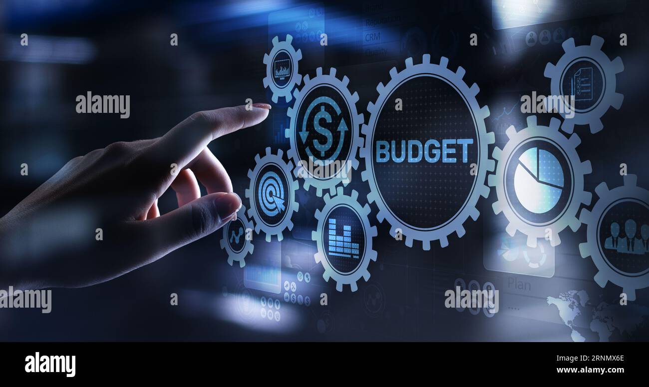 Comptabilité budgétaire concept de technologie financière sur écran virtuel. Banque D'Images