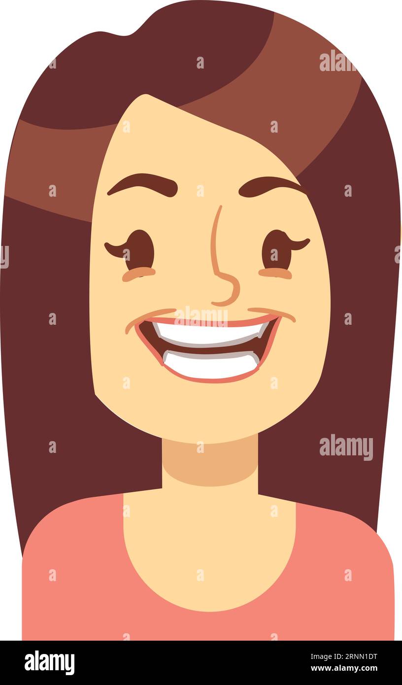 Portrait de femme grand visage de sourire. Femme heureuse Illustration de Vecteur