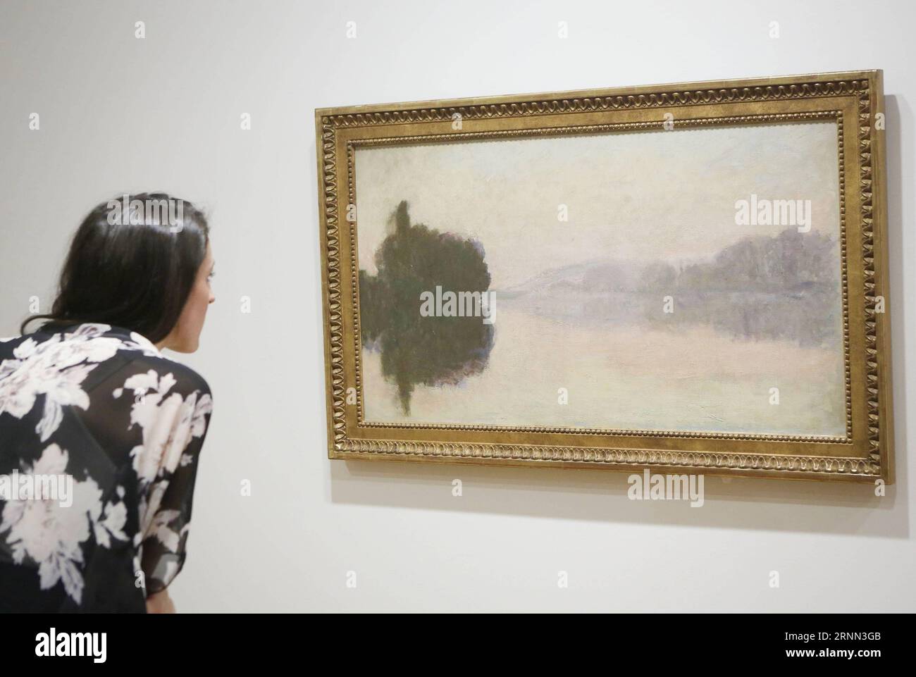 (170623) -- VANCOUVER, le 23 juin 2017 -- Un visiteur admire un tableau lors d'une avant-première de l'exposition Claude Monet s Secret Garden à la Vancouver Art Gallery à Vancouver, Canada, le 22 juin 2017. Le jardin Secret de Claude Monet présentera 38 tableaux considérés comme les collections les plus remarquables du maître impressionniste Claude Monet. L'exposition est prévue du 24 juin au 1 octobre. Liang Sen) (srb) CANADA-VANCOUVER-CLAUDE MONET-EXHIBITION lixbaodong PUBLICATIONxNOTxINxCHN Vancouver juin 23 2017 un visiteur admire une peinture lors d'un aperçu du Claude Monet S Secret G Banque D'Images