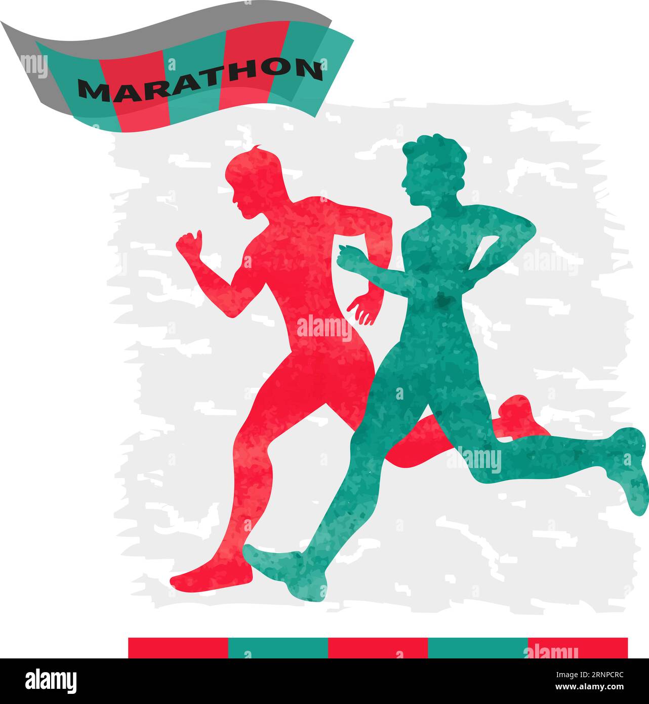 Courir des gens. Illustration vectorielle aquarelle de silhouettes de course. Marathon Illustration de Vecteur