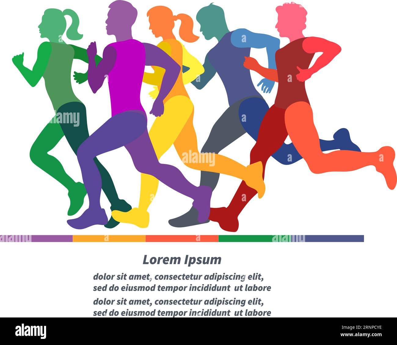 Courir des gens. Illustration vectorielle colorée dessinée à la main de silhouettes de course. Hommes et femmes Illustration de Vecteur