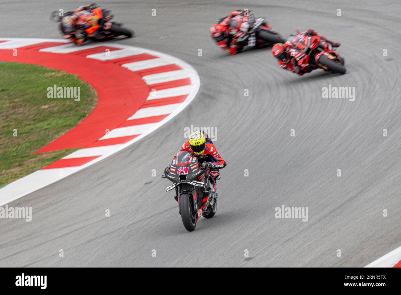 Barcelone, Espagne. 2 septembre 2023. ALEIX Espargaró (41) de l'équipe Aprilia Racing Team lors de la MotoGP Gran Premi Monster Energy de Catalunya Sprint Race, samedi. 1-2-3 septembre 2023, au circuit de Barcelona-Catalunya à Barcelone, Espagne. Crédit : Rosdemora/Alamy Live News Banque D'Images