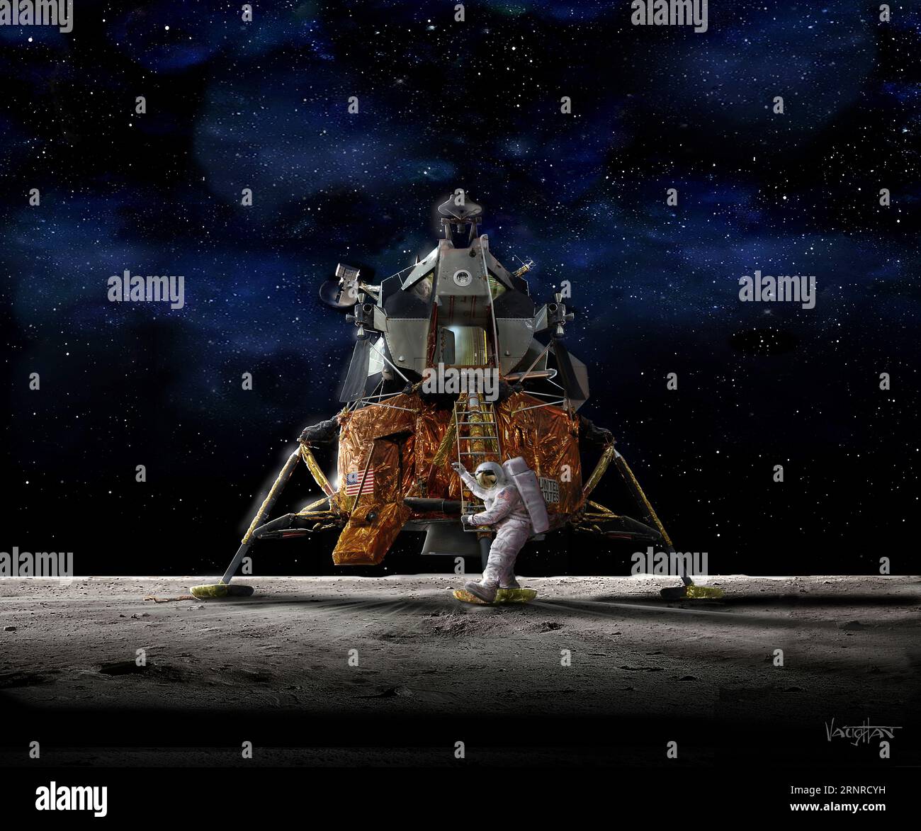 Premier pas sur la Lune, illustration Banque D'Images
