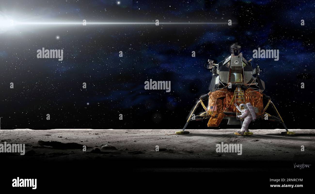 Premier pas sur la Lune, illustration Banque D'Images