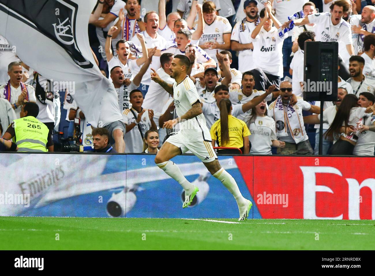 Le Real Madrid célèbre son but lors de la Liga EA Sports Match Day 4 entre le Real Madrid et Getafe au stade Santiago Bernabeu à Madrid, Espagne, le 2 septembre 2023. Crédit : Edward F. Peters/Alamy Live News Banque D'Images