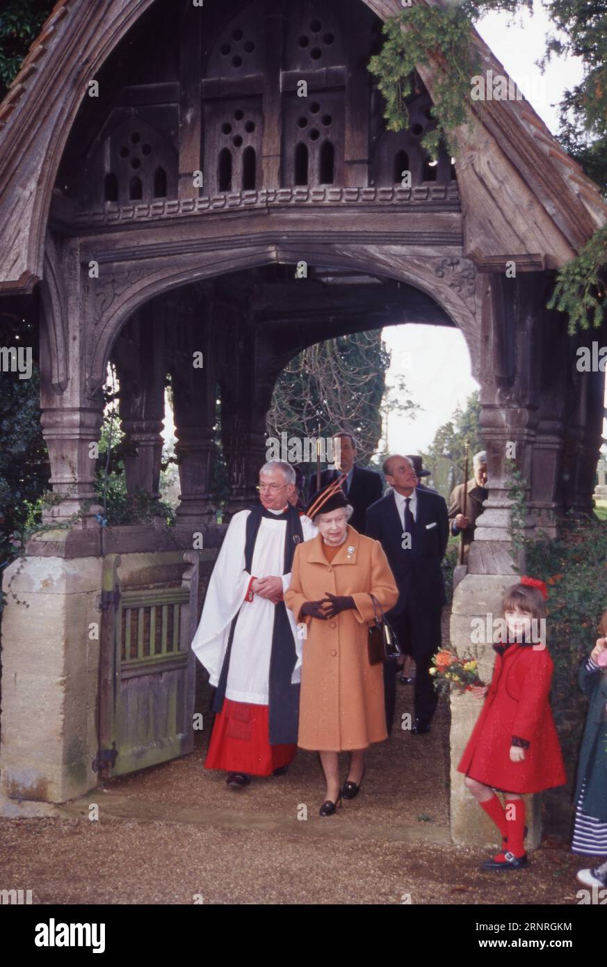 Reine Elizabeth, la Reine à l'église West Newton 6 février 2000 photo par les Archives Henshaw Banque D'Images