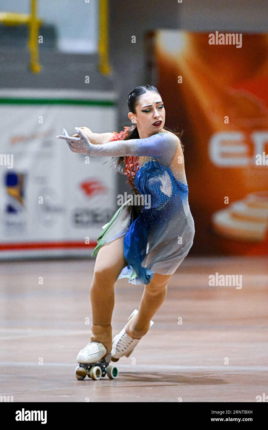 Natalia BALDIZZONE MORALES (ESP), lors de Senior Ladies Solo Dance Free Dance, au Championnat d'Europe de patinage artistique 2023, au Palasport Ponte di Legno, le 1 septembre 2023 à Ponte di Legno, Italie. Crédit : Raniero Corbelletti/AFLO/Alamy Live News Banque D'Images