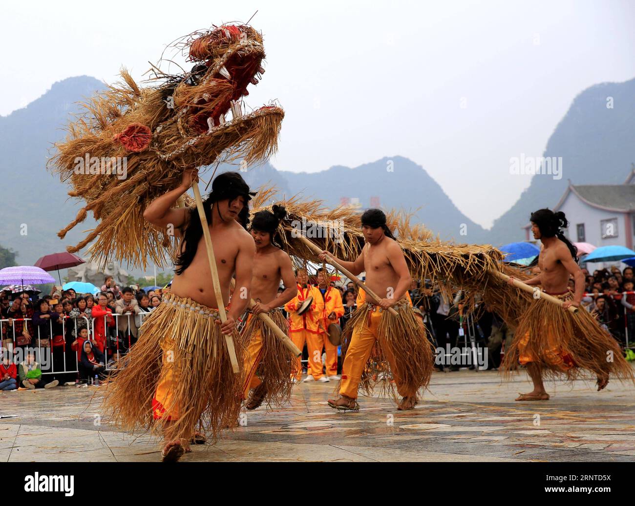 (171107) -- HECHI, 7 novembre 2017 -- les participants participent à un concours de danse du dragon sur gazon dans le comté autonome de Mulao de luocheng, dans la région autonome de Guangxi Zhuang, dans le sud de la Chine, le 6 novembre 2017. La population locale s'est réunie pour célébrer le traditionnel terme solaire du début de l'hiver, qui tombe le 7 novembre cette année. ) (Ry) CHINE-GUANGXI-LUOCHENG-HERBE DRAGON DANSE (CN) LongxTao PUBLICATIONxNOTxINxCHN Banque D'Images