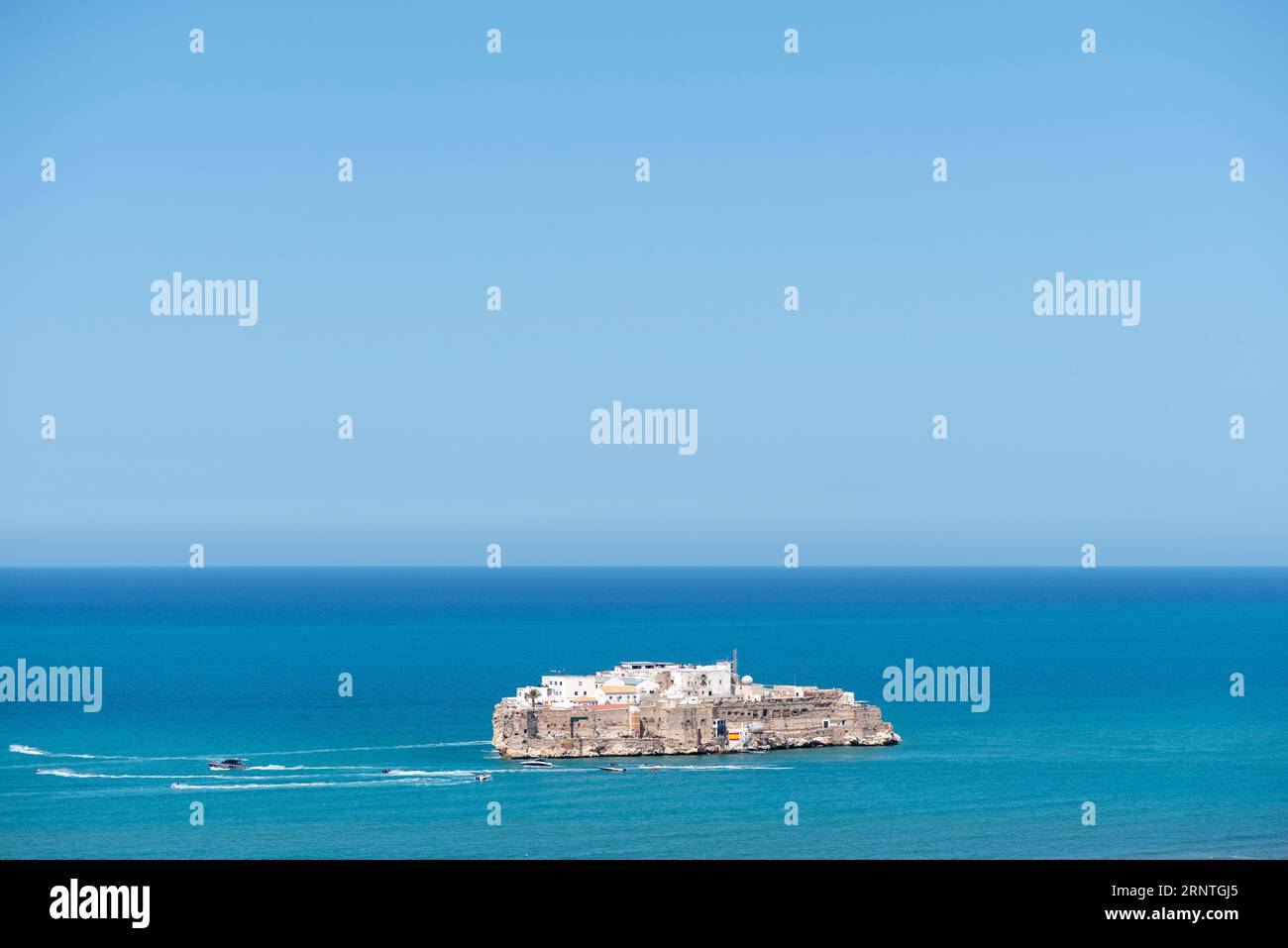 Forteresse de l'île Penon de Alhucemas, îles Alhucemas - enclave espagnole au large de la côte marocaine à Al Hoceima Maroc Banque D'Images