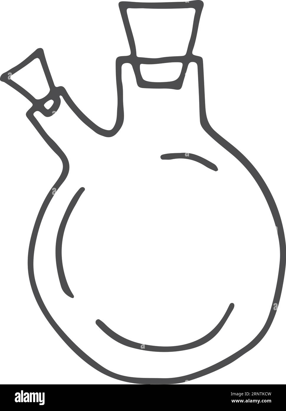 Croquis du bécher en verre. Équipement chimique de laboratoire doodle Illustration de Vecteur