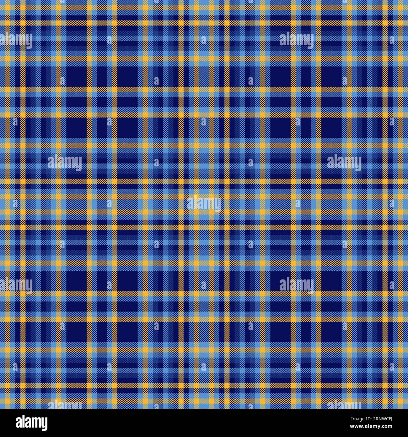 Vérification de fond textile de motif de texture tartan avec un vecteur sans couture de tissu à carreaux dans des couleurs bleues et ambres. Illustration de Vecteur