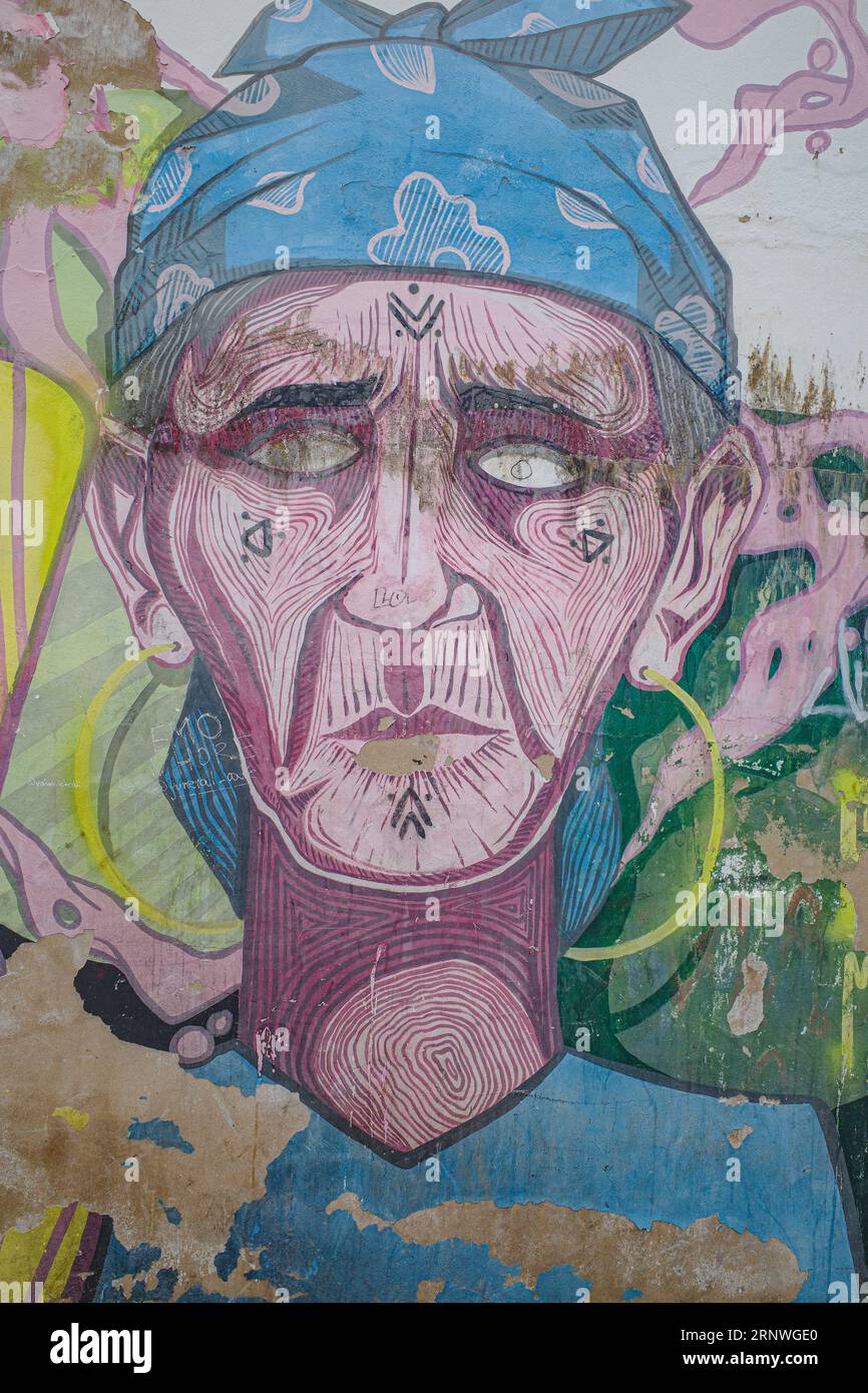 Casablanca, Maroc - 9 février 2023 : peintures murales Street art sur les murs à Casablanca, Maroc Banque D'Images