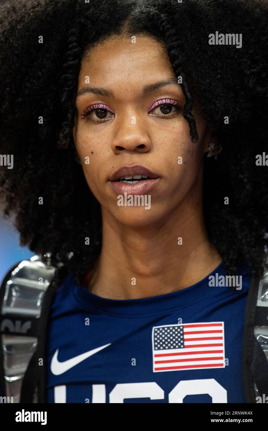 Vashti Cunningham, des États-Unis, en compétition dans la finale féminine de saut en hauteur le neuvième jour des Championnats du monde d’athlétisme au National Athletics Centr Banque D'Images