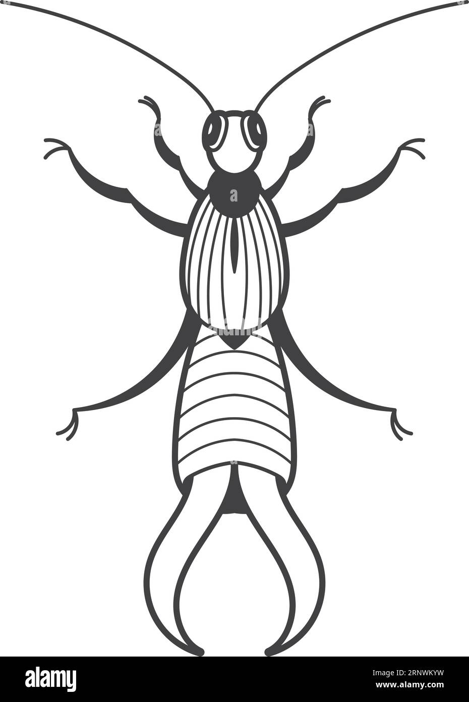 Dessin de perruque. Icône représentant une ligne noire sur les parasites de la ferme Illustration de Vecteur