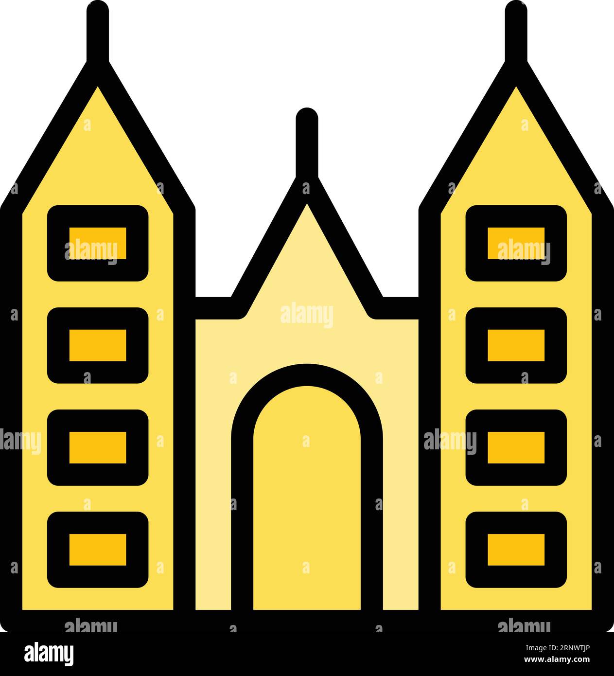 Vecteur de contour d'icône panorama de ville. Vernis Skyline. Pologne cracovie couleur plat Illustration de Vecteur