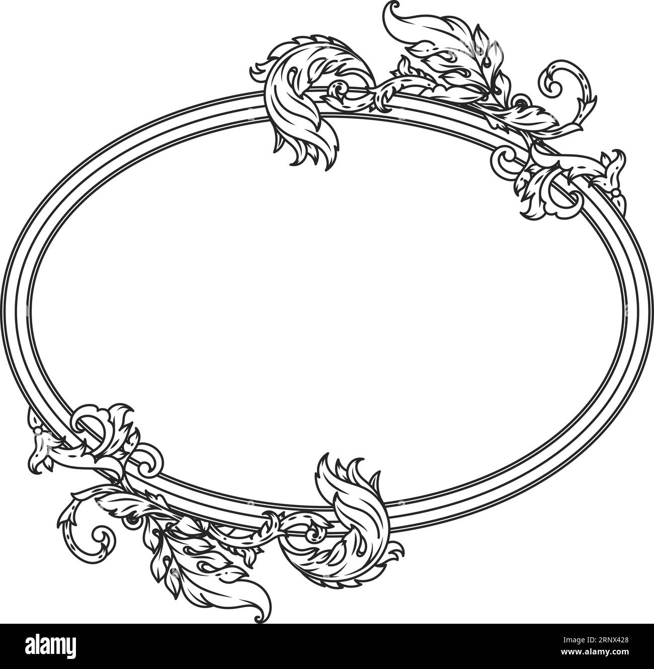 Bordure en filigrane ornée. Cadre décoratif baroque rond Illustration de Vecteur