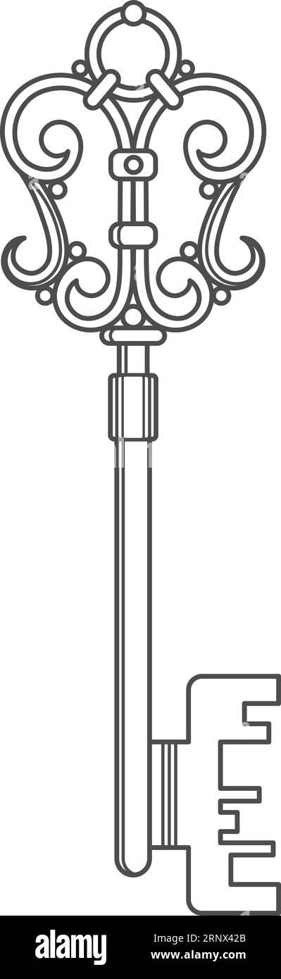 Clé squelette. Symbole de ligne de stockage de Trésor médiéval Illustration de Vecteur