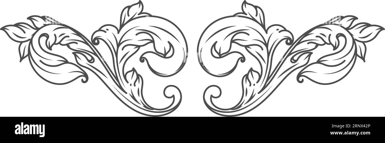 Eleemnt décoratif baroque. Séparateur de page en filigrane vintage Illustration de Vecteur