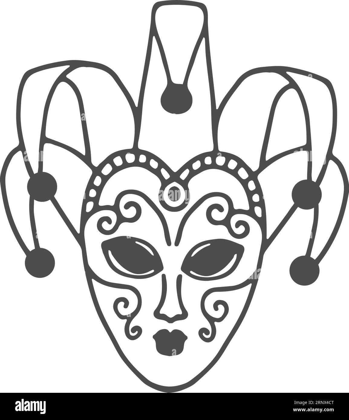 Masque de théâtre. Dessin au trait d'accessoire vintage traditionnel Illustration de Vecteur