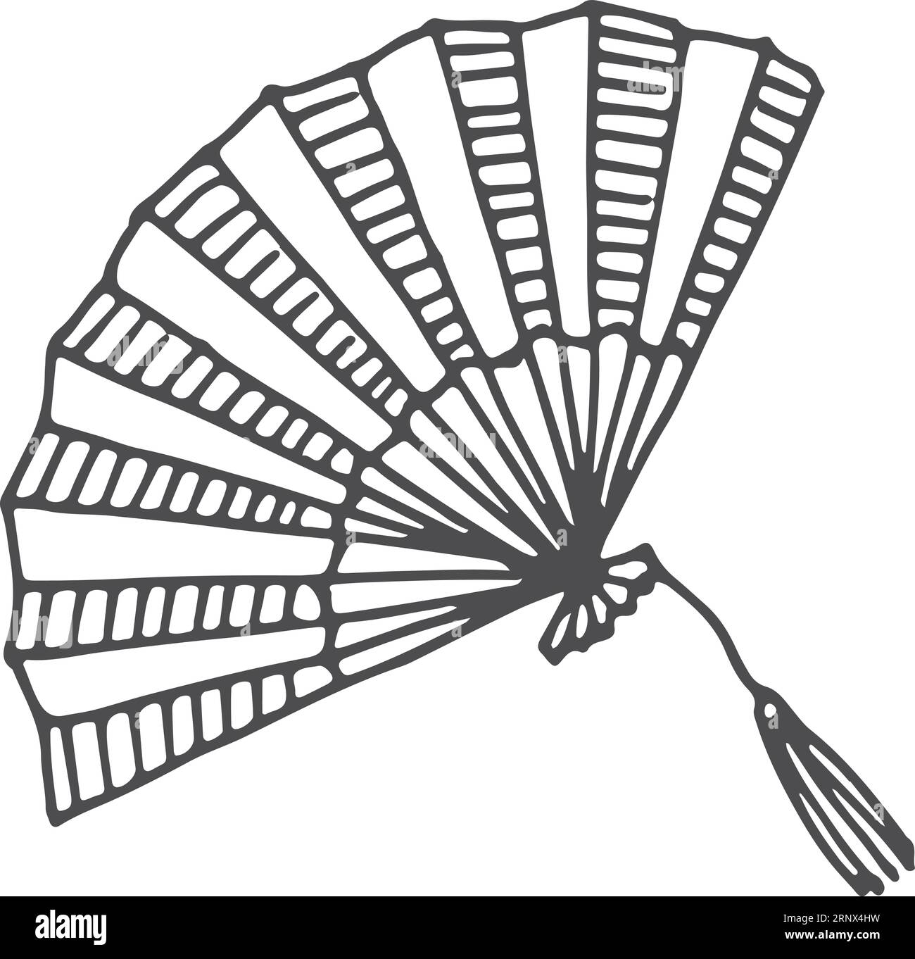 Icône ventilateur papier. Lady accessoire doodle noir Illustration de Vecteur